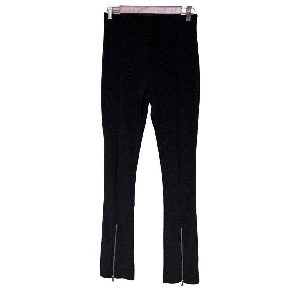 Forever 21 Women's Pants Flare Black Zipper Ankle Pull On Front Seam Medium NEW